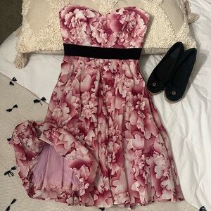 Vintage Mauve by Anthropologie “Savoy Flora” Strapless Dress